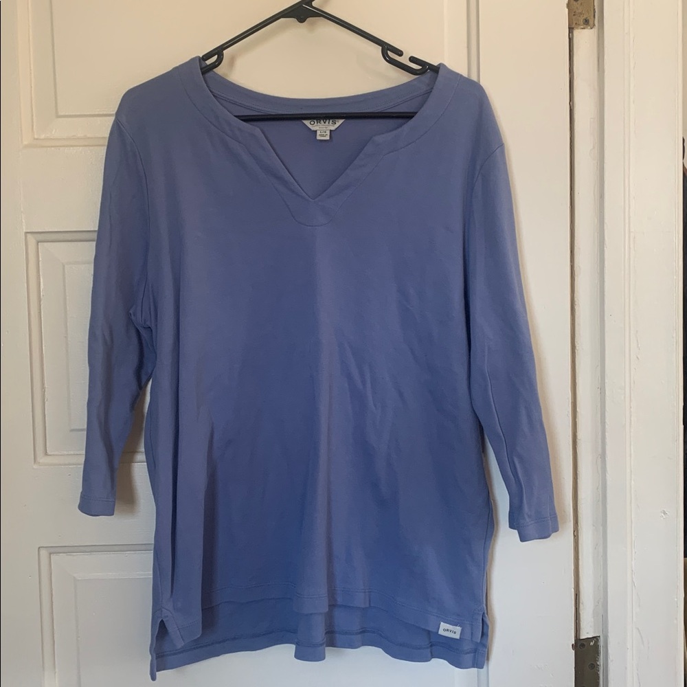 Orvis Classic Collection Pullover Tunic Shirt Split V-Neck Relaxed Fit